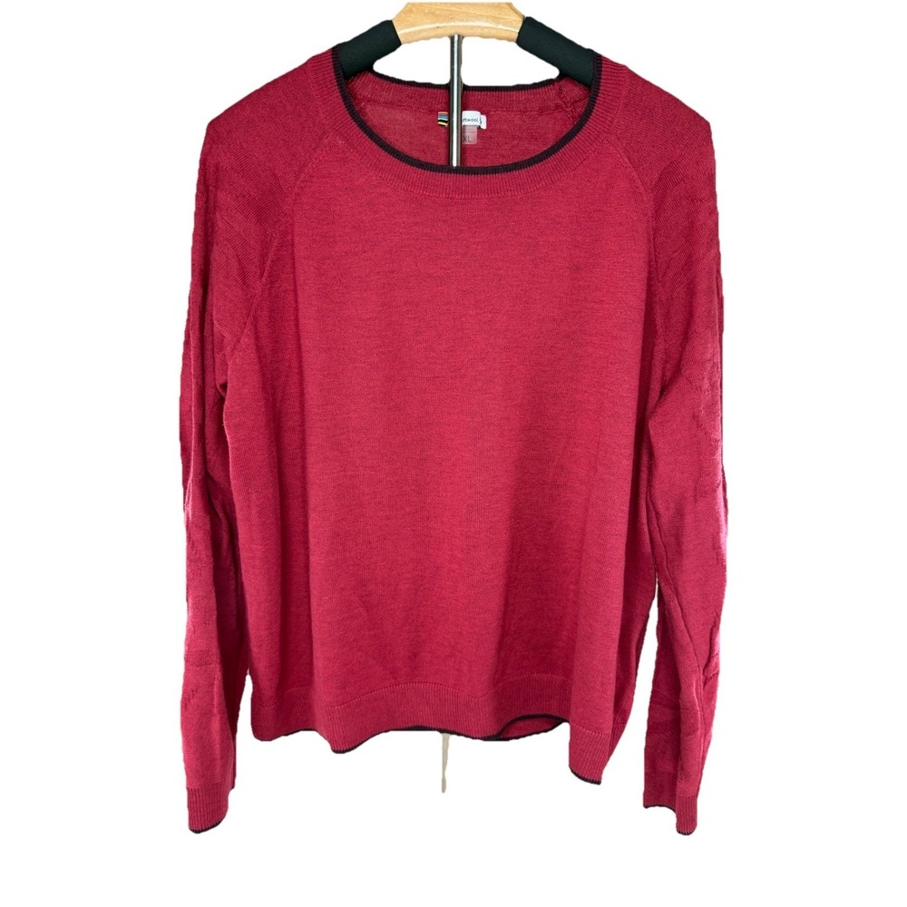 Smartwool Sweater Womens XL Red Black Wool Blend Long Sleeve Baselayer Outdoors